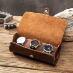 Genuine Leather Travel Watch Roll Case