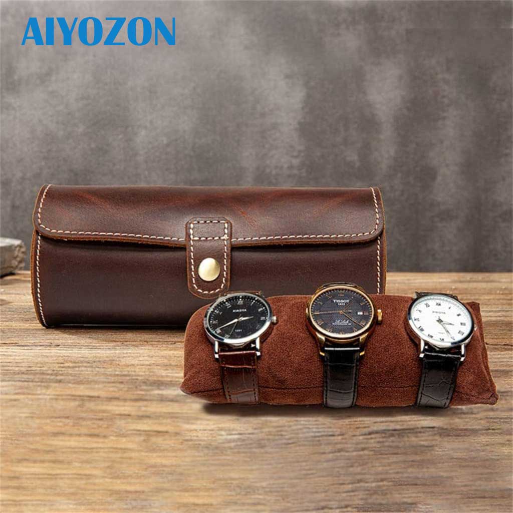 Genuine Leather Travel Watch Roll Case
