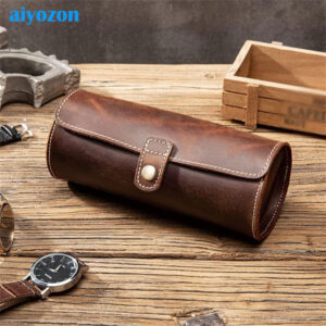 Genuine Leather Travel Watch Roll Case