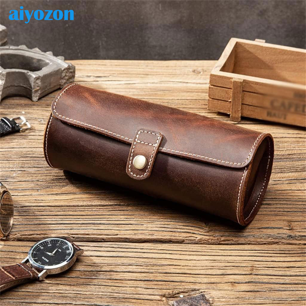 Genuine Leather Travel Watch Roll Case