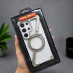 Aluminum Metal Z-Shape Frameless MagSafe Case with Rotating Kickstand for Galaxy Ultra