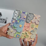 Luxury 3D Oil Painting Floral Design Glitter Lens Protection Stand Cover for Galaxy Ultra Series