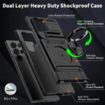 Rugged Armor Ring Stand Card Holder Case for Samsung Galaxy (S23-S26 Ultra) - Image 6