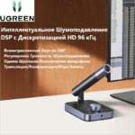 UGREEN CM727 USB Microphone delivers clear 96kHz/24bit voice recording with omnidirectional pickup, mute control and real-time monitoring for work.