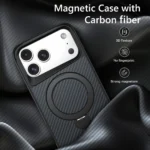 Carbon Rotating Case for iPhone with Metal Stand & MagSafe
