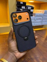 Carbon Rotating Case for iPhone with Metal Stand & MagSafe