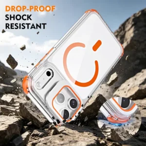 Crystal Clear MagSafe Camera Guard Stand Case for iPhone