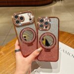 Glossy Mirror MagSafe Glitter Stand Case for iPhone - Image 3