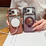 Glossy Mirror MagSafe Glitter Stand Case for iPhone