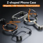 Minimalist Z-Shaped Aluminum Magnetic Case for iPhone | Slim Metal Stand Case - Image 5