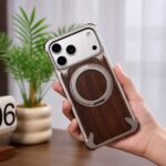 Oatsbasf Walnut Wood MagSafe Ring Stand Case for iPhone