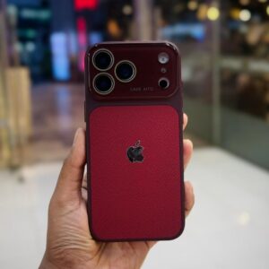 Premium Leather Textured Grip & Lens Protection Case for iPhone