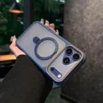 Triangle Metal Stand MagSafe Matte Back Case for iPhone