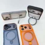 Triangle Metal Stand MagSafe Matte Back Case for iPhone
