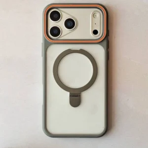 Triangle Metal Stand MagSafe Matte Back Case for iPhone