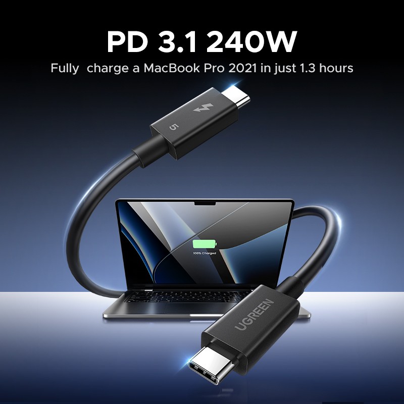 UGREEN Thunderbolt 5 240W USB-C Cable 1M 120Gbps UGREEN Thunderbolt 5 240W USB-C Cable 1M 120Gbps