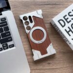 Walnut Wood Metal Bumper MagSafe Frameless Case for Samsung Galaxy | Ring Stand - Image 5