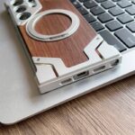 Walnut Wood Metal Bumper MagSafe Frameless Case for Samsung Galaxy | Ring Stand - Image 4