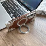 Walnut Wood Metal Bumper MagSafe Frameless Case for Samsung Galaxy | Ring Stand - Image 9