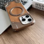 Walnut Wood Metal Magnetic 360° Rotation Case for iPhone - Image 8