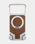 Walnut Wood Metal Magnetic 360° Rotation Case for iPhone - Image 4