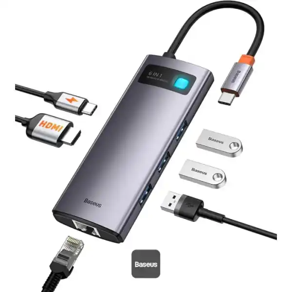 Baseus Metal Gleam 6-in-1 USB-C Hub Baseus Metal Gleam 6-in-1 USB-C Hub